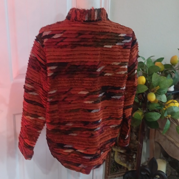 Chicos DESIGN Shirred Rust Silk Blazer Size 1 / Small - Picture 6 of 7